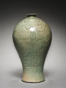 Vase with Inlaid Lotus and Reed Design, 1300s. Creator: Unknown