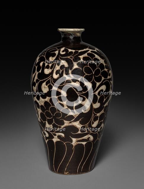 Vase with Peony Decoration: Cizhou ware, 11th-12th Century. Creator: Unknown.