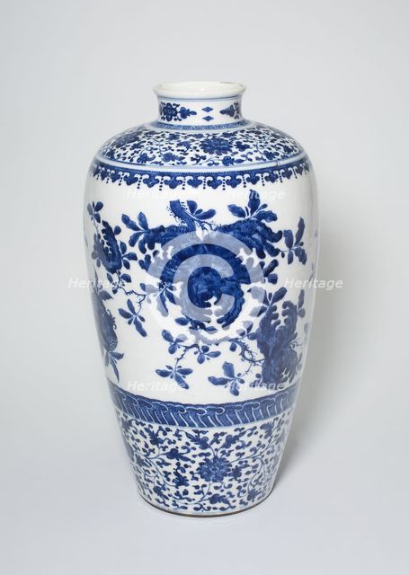 Vase with Pomegranates and Stylized Floral Scrolls, Qing dynasty (1644-1911). Creator: Unknown.