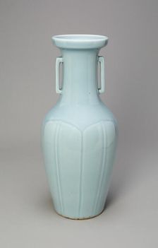 Vase with Rectangular Handles, Qing dynasty (1644-1911), Qianlong reign (1736-1795). Creator: Unknown