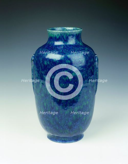 Vase with 'robin's egg' and green variant glaze, Qianlong period, Qing dynasty, China, 1736-1795. Creator: Unknown.