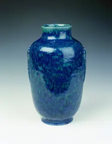 Vase with robin's egg and green variant glaze, Qianlong period, Qing dynasty, China, 1736-1795. Creator: Unknown