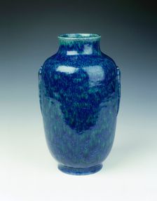 Vase with robin's egg and green variant glaze, Qianlong period, Qing dynasty, China, 1736-1795. Creator: Unknown