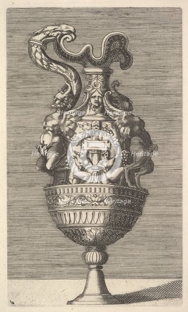 Vase with Two Winged Satyrs, 17th century. Creator: Rene Boyvin.