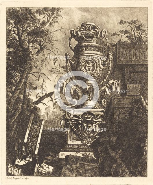 Vase with Two Fantastic Heads, 1768. Creator: Jean-Laurent Legeay.