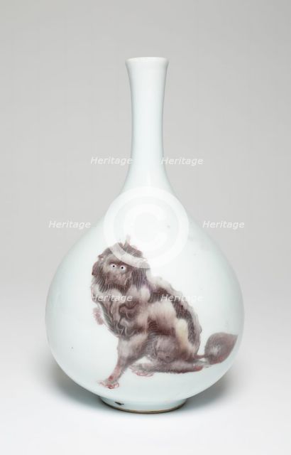Vase with Three Furry Creatures, Qing dynasty (1644-1911), Kangxi period (1662-1722). Creator: Unknown.