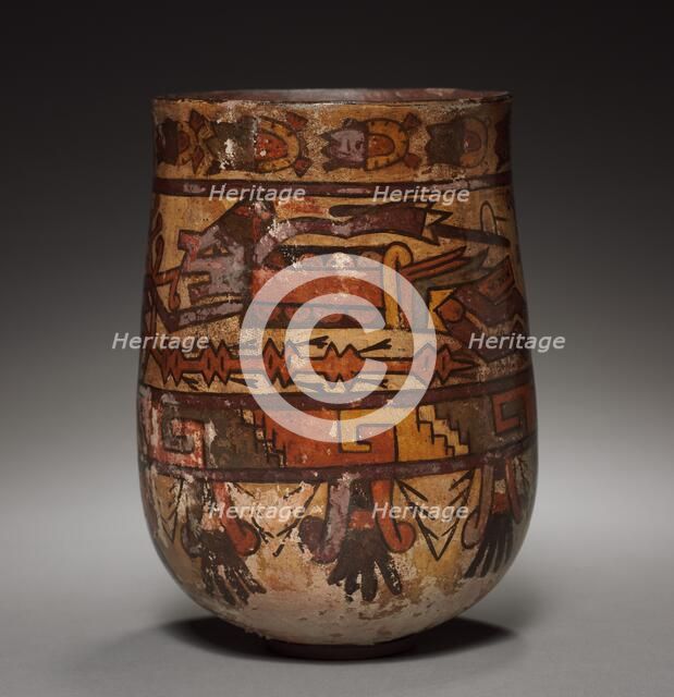 Vase with Trophy-heads and Warriors, c. 450-600. Creator: Unknown.