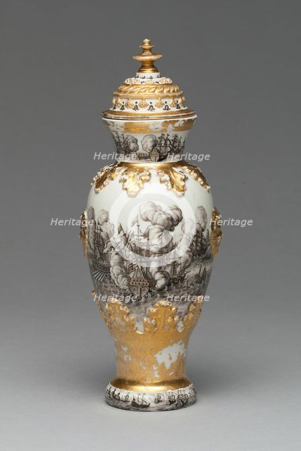 Vase and Cover (one of a pair), Meissen, 1715/20. Creator: Meissen Porcelain.