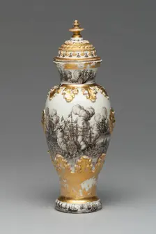 Vase and Cover (one of a pair), Meissen, 1715/20. Creator: Meissen Porcelain