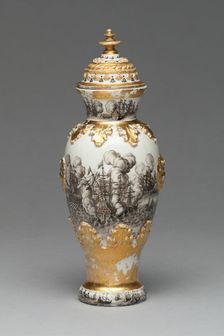 Vase and Cover (one of a pair), Meissen, 1715/20. Creator: Meissen Porcelain