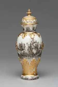 Vase and Cover (one of a pair), Meissen, 1715/20. Creator: Meissen Porcelain