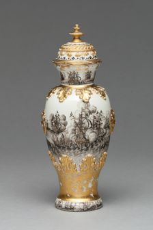 Vase and Cover (one of a pair), Meissen, 1715/20. Creator: Meissen Porcelain