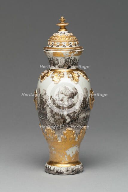 Vase and Cover (one of a pair), Meissen, 1715/20. Creator: Meissen Porcelain.