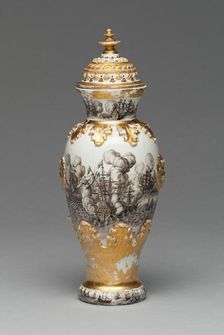 Vase and Cover (one of a pair), Meissen, 1715/20. Creator: Meissen Porcelain