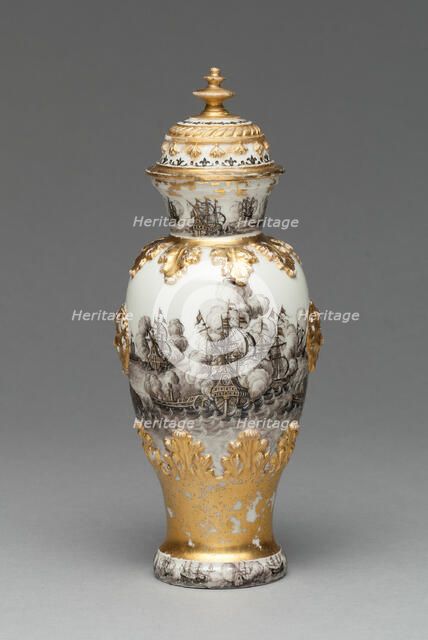 Vase and Cover (one of a pair), Meissen, 1715/20. Creator: Meissen Porcelain.