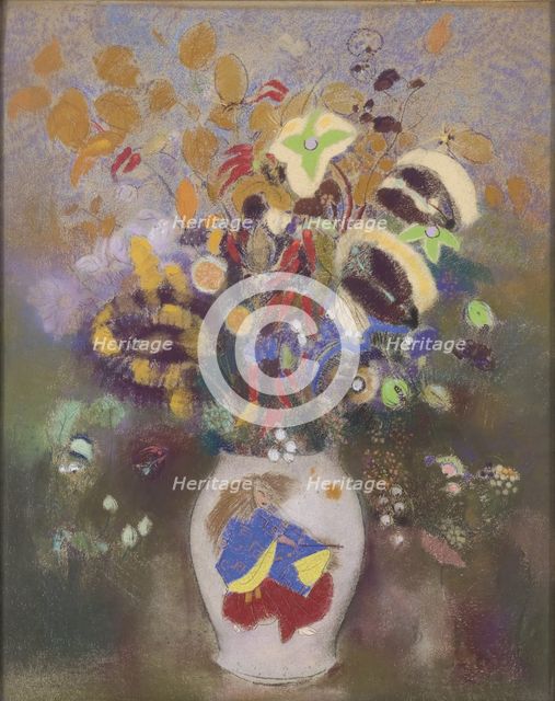 Vase au guerrier japonais, 1905-1908. Artist: Redon, Odilon (1840-1916)