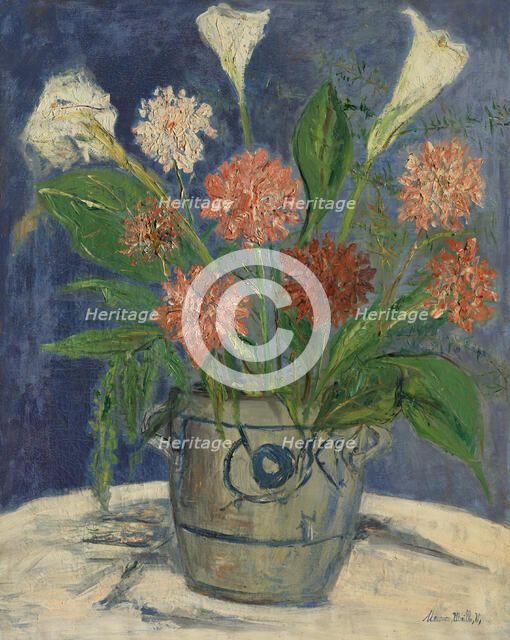 Vase d'arums et de dahlias (Vase with Arums and Dahlias), c1932. Creator: Utrillo, Maurice (1883-1955).