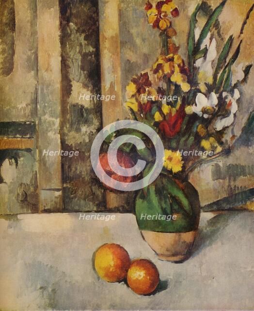 'Vase de Fleurs et Pommes', c19th century. Artist: Paul Cezanne.