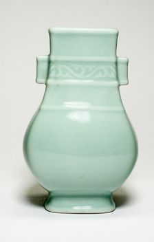 Vase in the Shape of an Archaic Bronze Vessel, Qing dynasty, Qianlong reign mark, 18th/19th century. Creator: Unknown