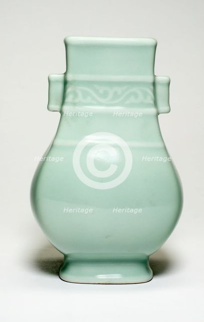 Vase in the Shape of an Archaic Bronze Vessel, Qing dynasty, Qianlong reign mark, 18th/19th century. Creator: Unknown.