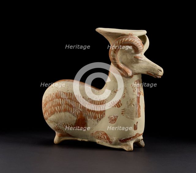 Vase in form of couchant ram (restored), x Artist: Unknown.