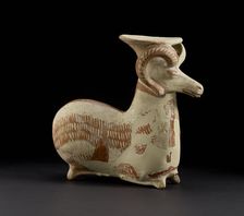 Vase in form of couchant ram (restored), x