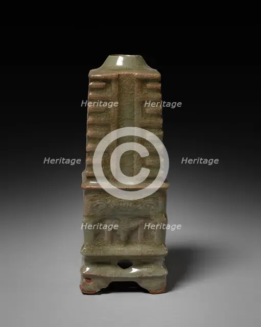 Vase in Shape of Cong: Southern Celadon Ware, 1271-1368. Creator: Unknown.