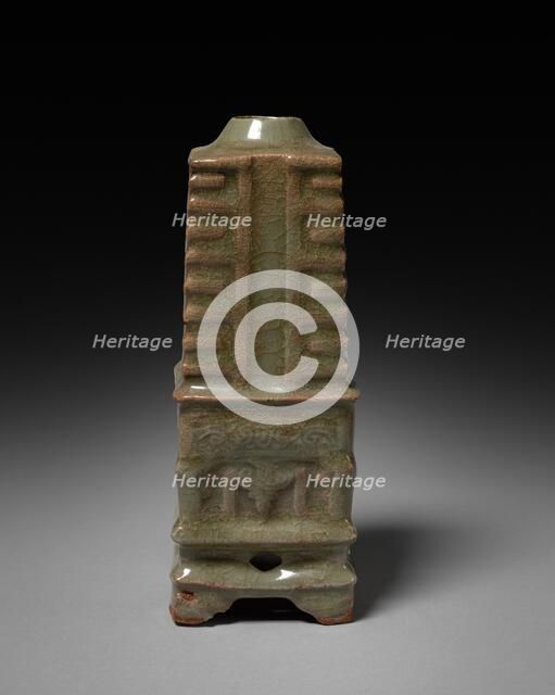 Vase in Shape of Cong: Southern Celadon Ware, 1271-1368. Creator: Unknown.