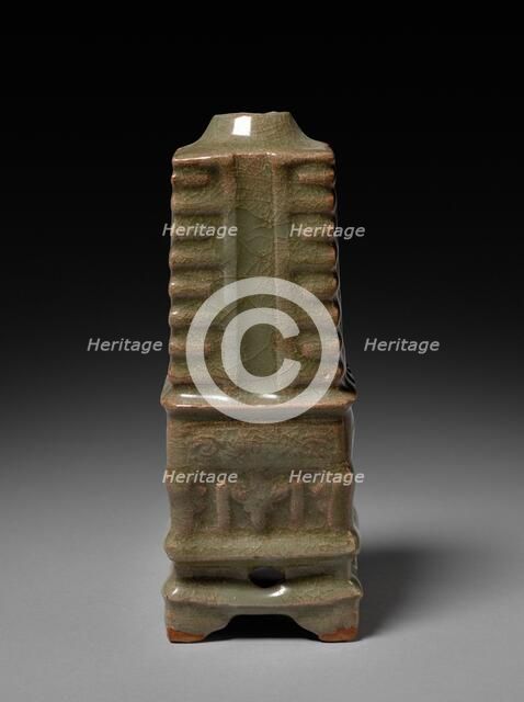 Vase in Shape of Cong: Southern Celadon Ware, 1271-1368. Creator: Unknown.