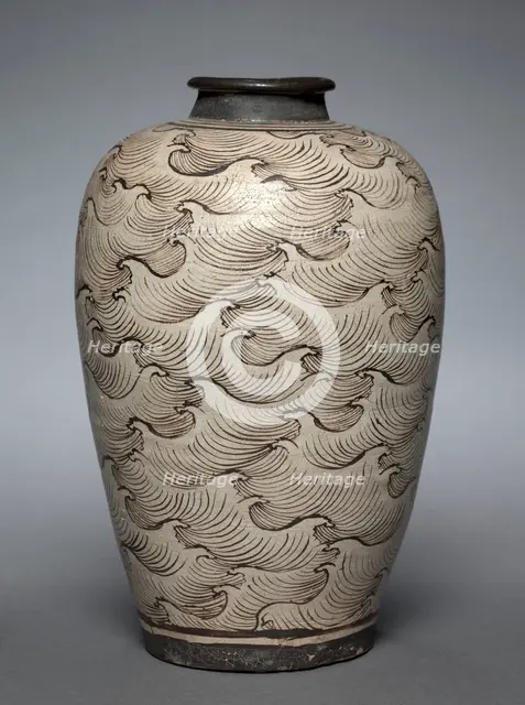 Vase (Meiping) with Waves, 1200s-1300s. Creator: Unknown.