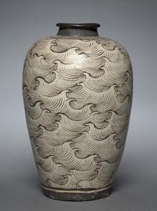 Vase (Meiping) with Waves, 1200s-1300s. Creator: Unknown