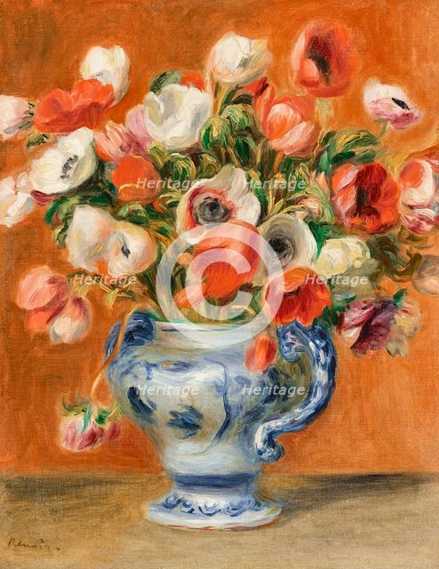 Vase of anemones, 1890. Creator: Renoir, Pierre Auguste (1841-1919).