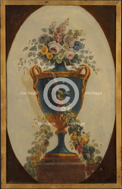 Vase of Flowers Draped with Garlands, 18th century. Creator: French Painter , 18th century .