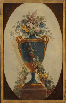 Vase of Flowers Draped with Garlands, 18th century. Creator: French Painter , 18th century