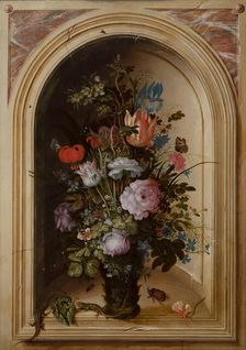 Vase of Flowers in a Stone Niche, 1615. Creator: Roelandt Savery