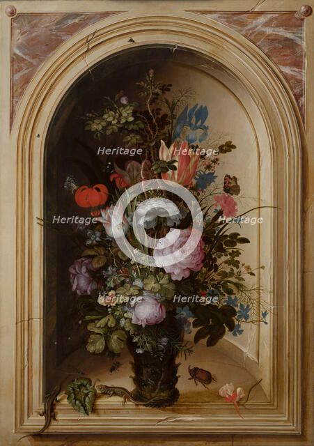 Vase of Flowers in a Stone Niche, 1615. Creator: Roelandt Savery.