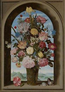 Vase of Flowers in a Window, c1593-1621. Creator: Ambrosius Bosschaert the Elder