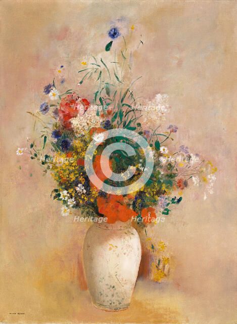 Vase of Flowers (Pink Background), ca. 1906. Creator: Odilon Redon.