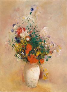 Vase of Flowers (Pink Background), ca. 1906. Creator: Odilon Redon