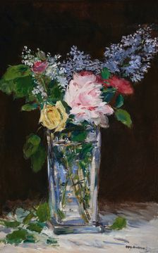 Vase of flowers, roses and lilacs, 1882. Creator: Edouard Manet