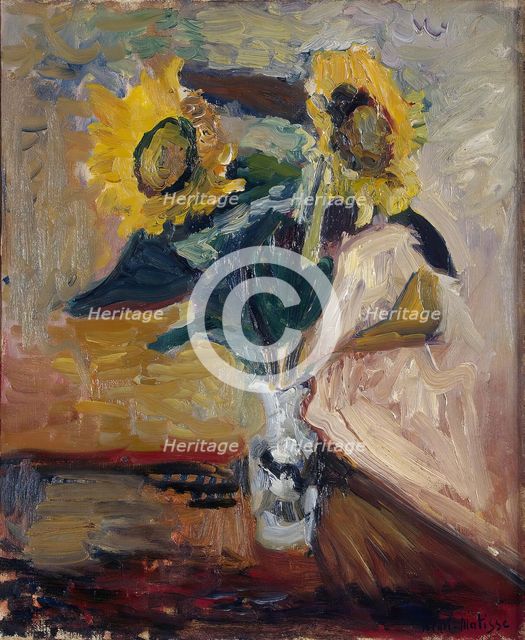 Vase of Sunflowers, 1898. Creator: Henri Matisse.