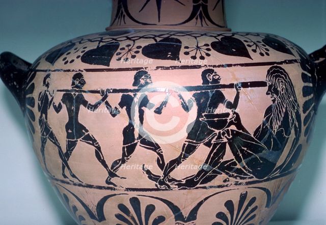 Vase-painting of the story of the Cyclops from the 'Odyssey'. Artist: Unknown