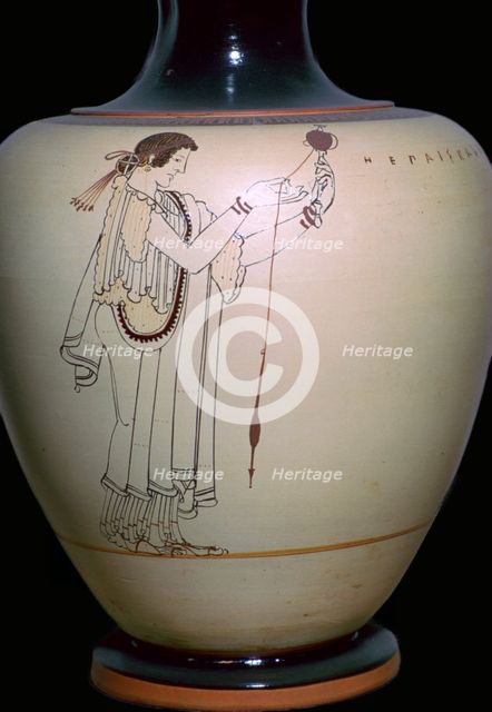 Vase-painting of a woman spinning, 5th century BC.