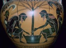 Vase-painting of Achilles and Ajax playing dice
