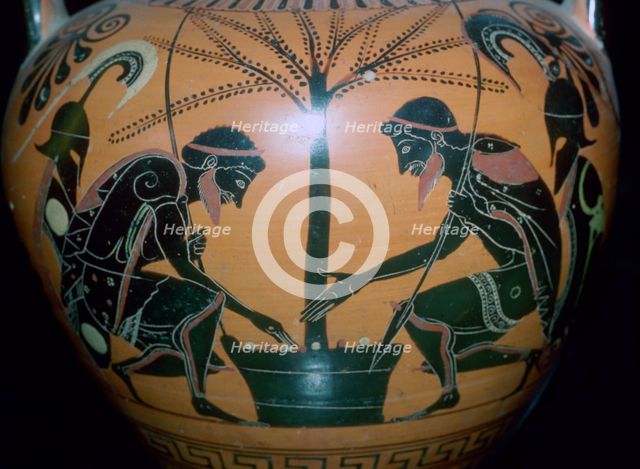 Vase-painting of Achilles and Ajax playing dice. Artist: Unknown