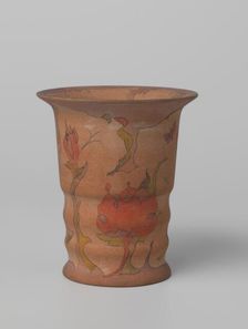 Vase polychrome painted with watercolour on light brown stock, c.1920-c.1922. Creator: Plateelbakkerij Zuid-Holland