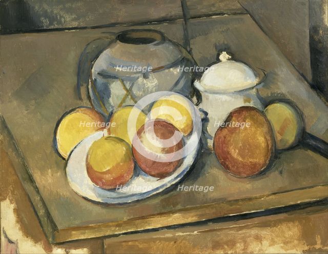 Vase, Sugar Bowl and Apples. Artist: Cézanne, Paul (1839-1906)