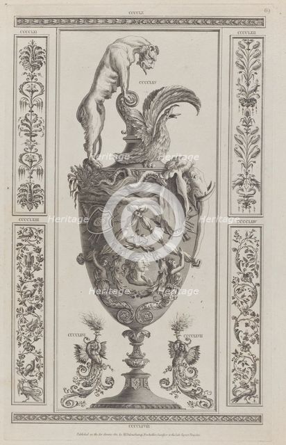 Vases and Ornament, nos. CCCCLX-CCCCLXVIII ("Designs for Various Ornaments," pl. 69), 1801. Creator: After Michelangelo Pergolesi.