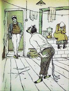 Vasisualy Lokhankin. Illustration for the novel "The Little Golden Calf" by Ilf and Petrov, 1969