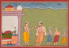 "Vasudeva Meets Nanda" from a Bhagavata Purana, 1610. Creator: Unknown